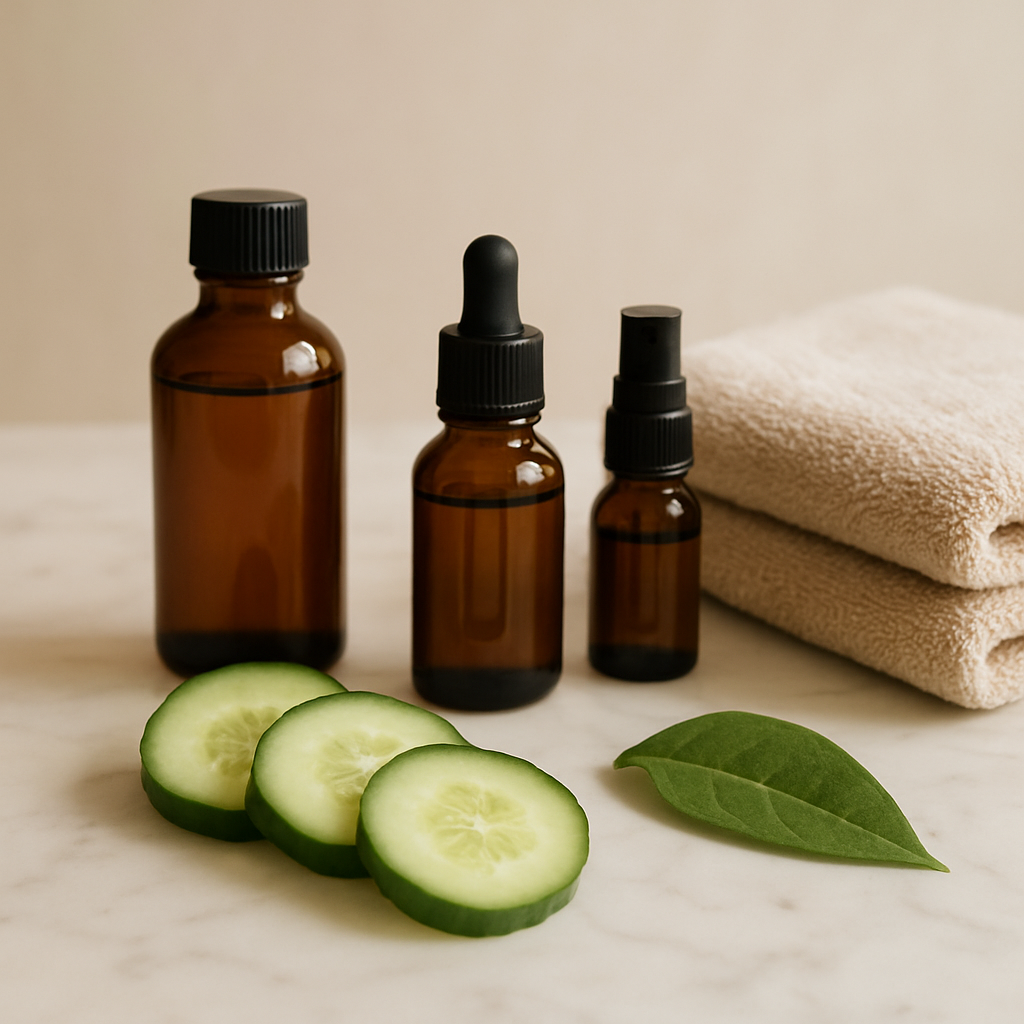 Natural skincare products for a facial treatment